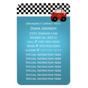 Fire Truck Emergency Contact Magnet