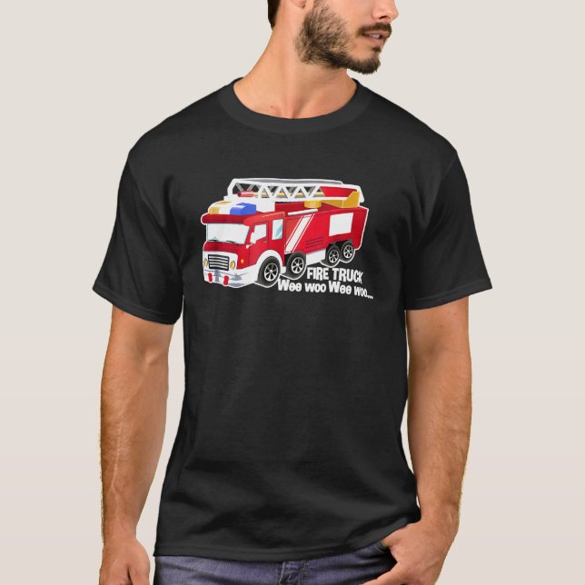 Fire Truck Engine Wee Woo T-Shirt for Toddlers Adu (Front)