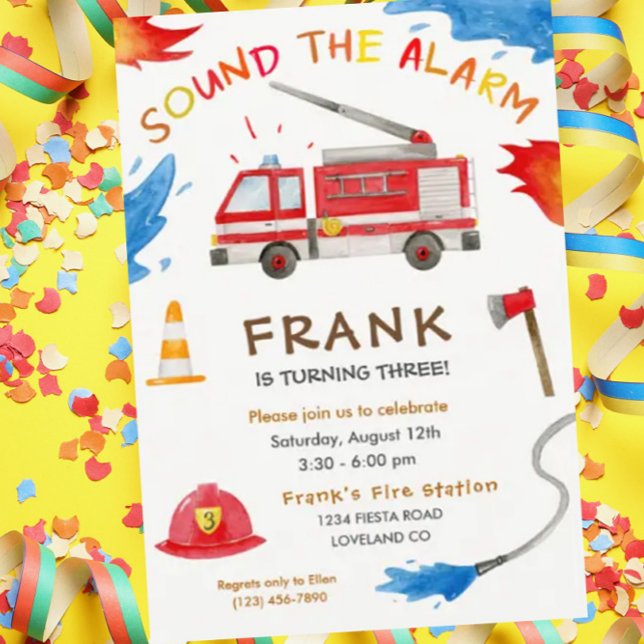 Fire Truck Fire Engine Birthday Party Invitation (Creator Uploaded)