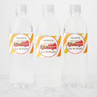 Fire Truck Fire Engine Birthday Party Water Bottle
