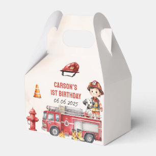 Fire Truck Firefighter 1st Birthday  Favour Box