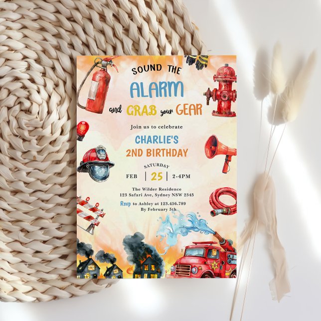  Fire Truck Firefighter 2nd Birthday Party  Invitation (Creator Uploaded)