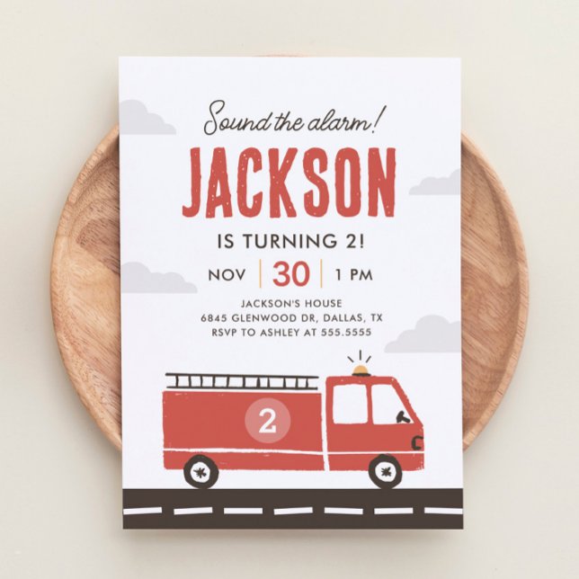 Fire Truck Firefighter Birthday Invitation (Creator Uploaded)