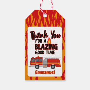 Fire Truck   Firefighter Birthday Party Thank you Gift Tags