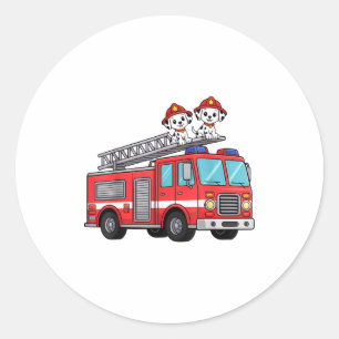 Fire Truck Firefighter Dalmatians Kids Classic Round Sticker