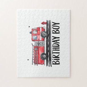 Fire Truck Firefighter The Birthday of Boy Family Jigsaw Puzzle