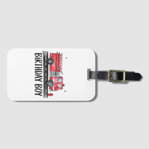 Fire Truck Firefighter The Birthday of Boy Family Luggage Tag