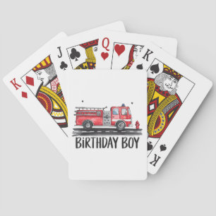 Fire Truck Firefighter The Birthday of Boy Family Playing Cards
