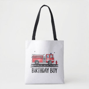 Fire Truck Firefighter The Birthday of Boy Family Tote Bag