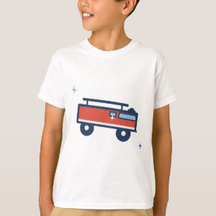 Fire Truck Flat Illustration - Little Blue Hero T-Shirt