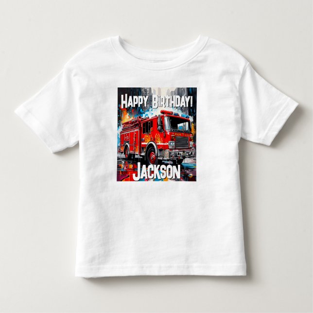 Fire Truck in City Toddler T-Shirt (Front)