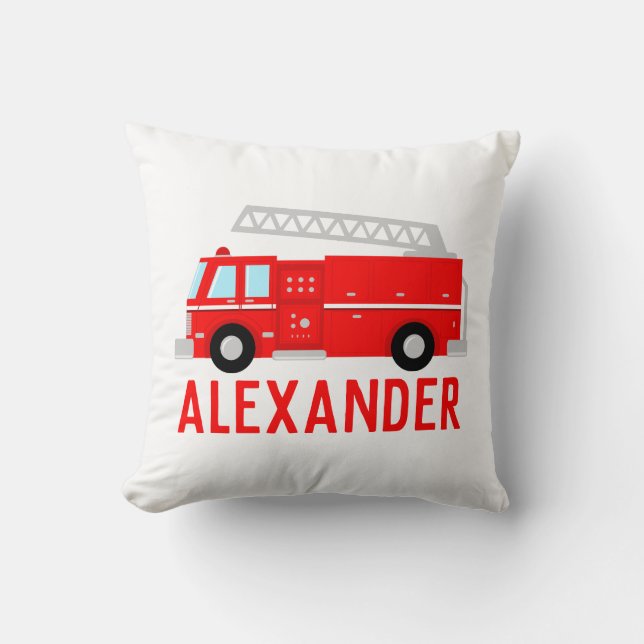 Fire Truck Kids Name Cushion (Front)