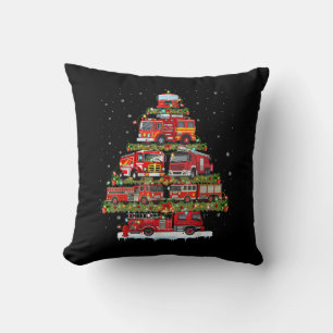 Fire Truck Lights Firefighter Fire Truck Christmas Cushion