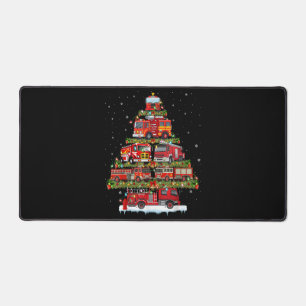 Fire Truck Lights Firefighter Fire Truck Christmas Desk Mat