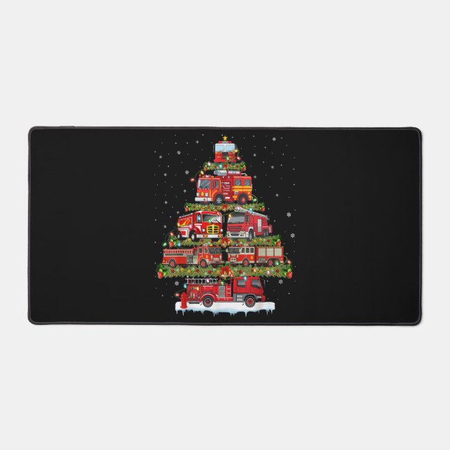 Fire Truck Lights Firefighter Fire Truck Christmas Desk Mat (Front)