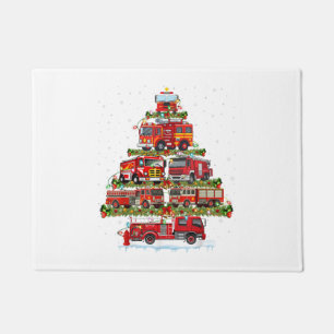 Fire Truck Lights Firefighter Fire Truck Christmas Doormat
