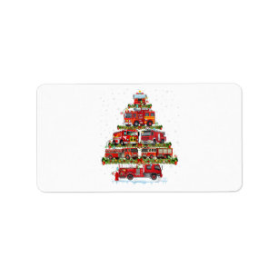 Fire Truck Lights Firefighter Fire Truck Christmas Label