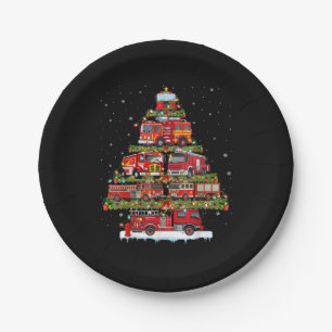 Fire Truck Lights Firefighter Fire Truck Christmas Paper Plate