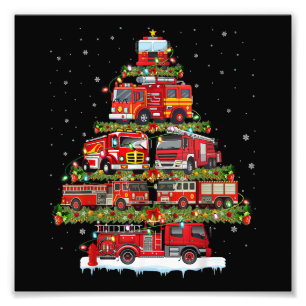 Fire Truck Lights Firefighter Fire Truck Christmas Photo Print