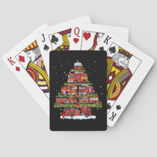 Fire Truck Lights Firefighter Fire Truck Christmas Playing Cards