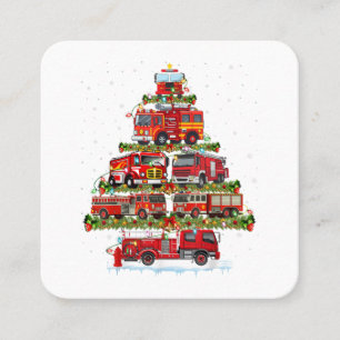 Fire Truck Lights Firefighter Fire Truck Christmas Square Business Card