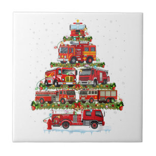 Fire Truck Lights Firefighter Fire Truck Christmas Tile