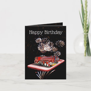 Fire Truck On Speed Dial, Small Birthday Card