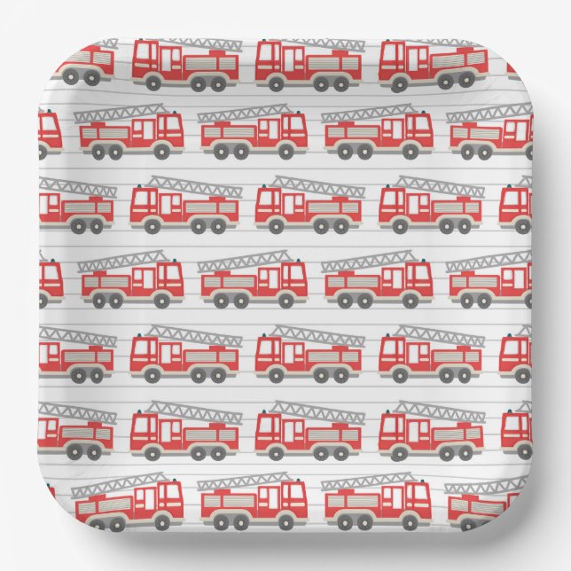 Fire Truck Paper Plates, Firefighter Hero Party Plate (Front)