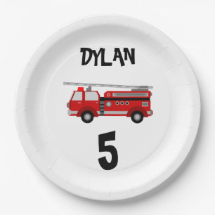 Fire truck Party Birthday Paper Plate