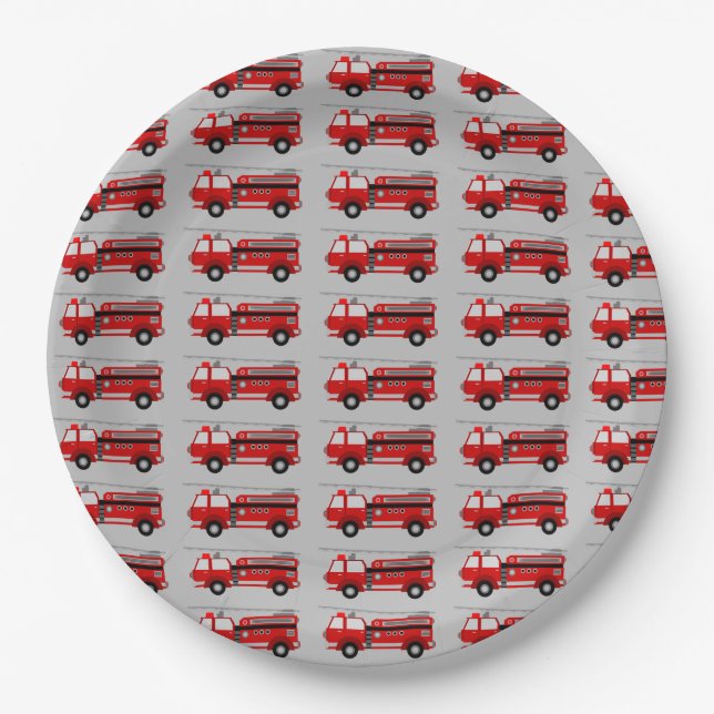 Fire truck Party Birthday Paper Plate (Front)