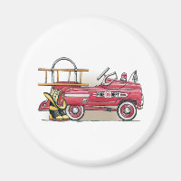 Fire Truck Pedal Car Round Magnet