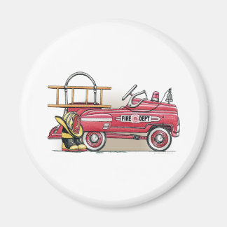 Fire Truck Pedal Car Round Magnet