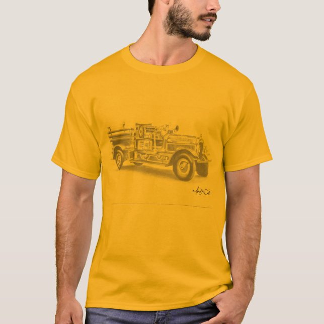 fire truck pencil drawing shirt (Front)