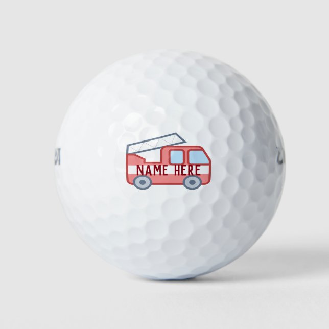 Fire Truck Personalise Customise Fun Red Golf Balls (Front)