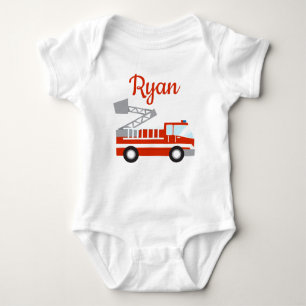 Fire Truck Personalised Baby Bodysuit