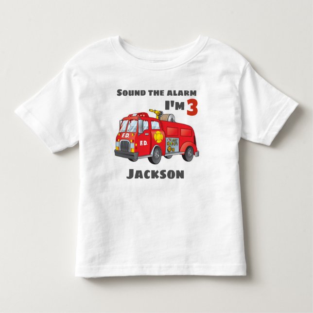 Fire Truck Personalised Birthday Tshirt (Front)
