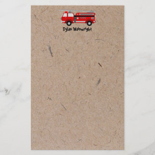 Fire Truck Personalized Stationery Kraft Paper