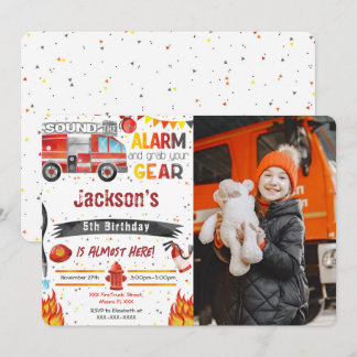 Fire Truck Photo Invitations
