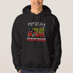 Fire Truck Pine Tree Firefighter Christmas Family Hoodie