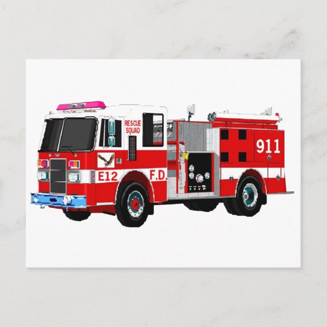 FIRE TRUCK POSTCARD (Front)