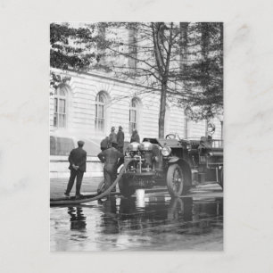 Fire Truck Power Wash, 1923 Postcard