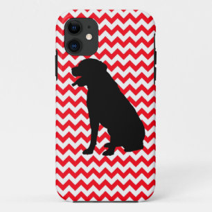 Fire Truck Red Chevron With Labrador Silhouette Case-Mate iPhone Case