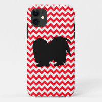 Fire Truck Red Chevron With Shih Tzu Silhouette