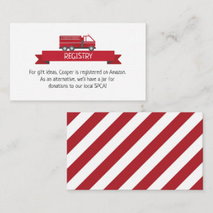 Fire Truck Registry Card for Firefighter Birthday