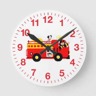 Fire Truck Round Clock