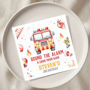 Fire Truck Sound the Alarm Baby Shower Napkin