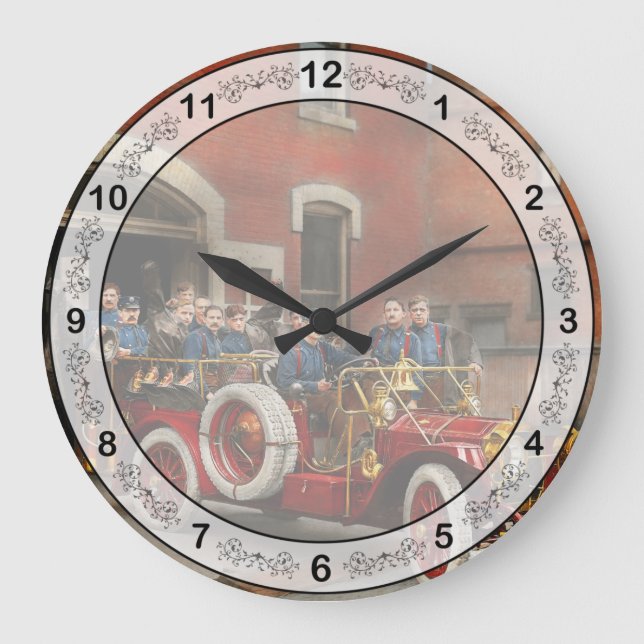 Fire Truck - The flying squadron 1911 Large Clock (Front)