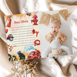 Fire Truck Time Capsule Note Message Card