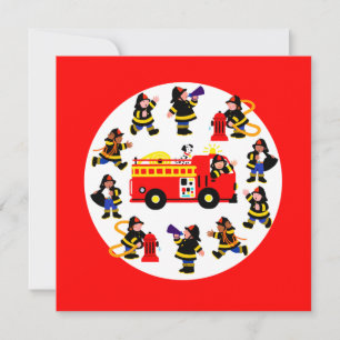 Fire Truck with Busy Firefighters