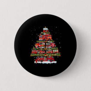 Fire Truck Xmas Lights Firefighter Fire Truck Chri 6 Cm Round Badge